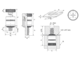 带尺寸的技术图：PEM® PF7M - 压铆松不脱面板螺钉 H型十字槽，带有 MAThread® 螺纹, 用于金属材质