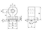 Technical drawing with dimensions of PEM® ReelFast® R'ANGLE® SMTRA - Surface mount right-angle fasteners on tape for for PC boards