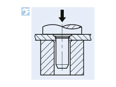Assembly illustration for PEM® TP4 - Self-clinching pilot pins for stainless steel and metallic materials