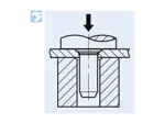 Assembly illustration for PEM® TP4 - Self-clinching pilot pins for stainless steel and metallic materials