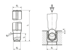 Technical drawing with dimensions of KOENIG EXPANDER® MB - Setting tool, mechanical inch-version, for sealing plugs serie MB