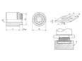 Technical drawing with dimensions of PEM® KFSE - Broaching standoffs with through-hole, for PC boards and other plastics