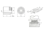 Technical drawing with dimensions of PEM® KFSE - Broaching standoffs with through-hole, for PC boards and other plastics