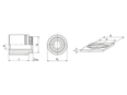 Technical drawing with dimensions of PEM® ReelFast® SMTKFE - Surface mount spacers with through-hole, with adhesive patch, on tape for PC boards