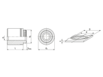Technical drawing with dimensions of PEM® ReelFast® SMTKFE - Surface mount spacers with through-hole, with adhesive patch, on tape for PC boards