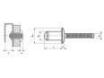 带尺寸的技术图：AVDEL® Hemlok® 2241 - 抽芯铆钉 高强度 扁圆头