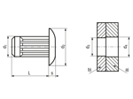 带尺寸的技术图：AVDEL® NeoSpeed® 57101 - 快速铆钉 扁圆头