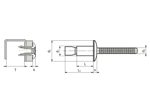Technical drawing with dimensions of AVDEL® Monobolt® 2717 - Blind rivets high strength dome head