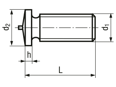 Technical drawing with dimensions of FASTEKS® WELKO KN213 - Weld studs tip ignition, with external thread