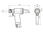 Technical drawing with dimensions of Huck® 2581-2 - Hydraulic blind rivet tool without nose assembly