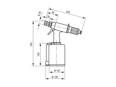 Technical drawing with dimensions of Huck® LH224 - Hydropneumatic blind rivet tool without nose assembly