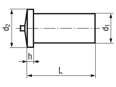 Technical drawing with dimensions of FASTEKS® WELKO KN211 - Weld pins tip ignition, unthreaded