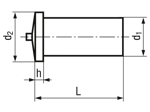 Technical drawing with dimensions of FASTEKS® WELKO KN241 - Weld pins tip ignition, unthreaded