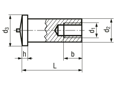 Technical drawing with dimensions of FASTEKS® WELKO KN226 - Weld bushes tip ignition, with internal thread