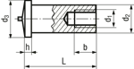 Technical drawing with dimensions of FASTEKS® WELKO KN216 - Weld bushes tip ignition, with internal thread