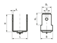 带尺寸的技术图：FASTEKS® WELKO KN2210/D - 凸形压接端头 U 储能式