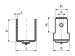 带尺寸的技术图：FASTEKS® WELKO KN2210/D - 凸形压接端头 U 储能式