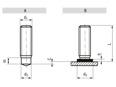 Technical drawing with dimensions of FASTEKS® WELKO KN127 RD - Weld studs RD drawn arc stud welding, with external thread