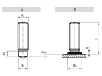 Technical drawing with dimensions of FASTEKS® WELKO KN127 RD - Weld studs RD drawn arc stud welding, with external thread