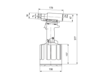 带尺寸的技术图：Huck® 256BT - 液压气动安装工具 用于保持环螺栓 BobTail®