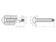 Technical drawing with dimensions of Huck® BobTail® MBT-DT - Lockbolts flanged head