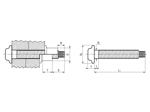 Technical drawing with dimensions of Huck® BobTail® MBT-DT - Lockbolts flanged head