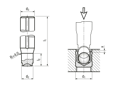 Technical drawing with dimensions of KOENIG EXPANDER® MB - Setting tool, mechanical for sealing plugs serie MB