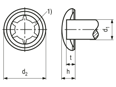 Technical drawing with dimensions of Starlock® HC/S - Circlips for shafts without groove with cap