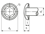 Technical drawing with dimensions of Starlock® HC/S - Circlips for shafts without groove with cap