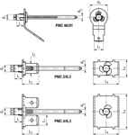 Technical drawing with dimensions of POP® PMC - Terminal rivet