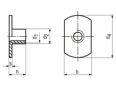 Technical drawing with dimensions of C - Weld nuts with smooth faced flange type C