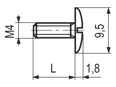 Technical drawing with dimensions of Screws to book screws