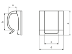 Technical drawing with dimensions of Adhesive backed cord clips