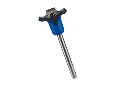 Product image of HALDER EH 22380. - Ball lock pins self-locking, with combination handle Handle: gray / blue