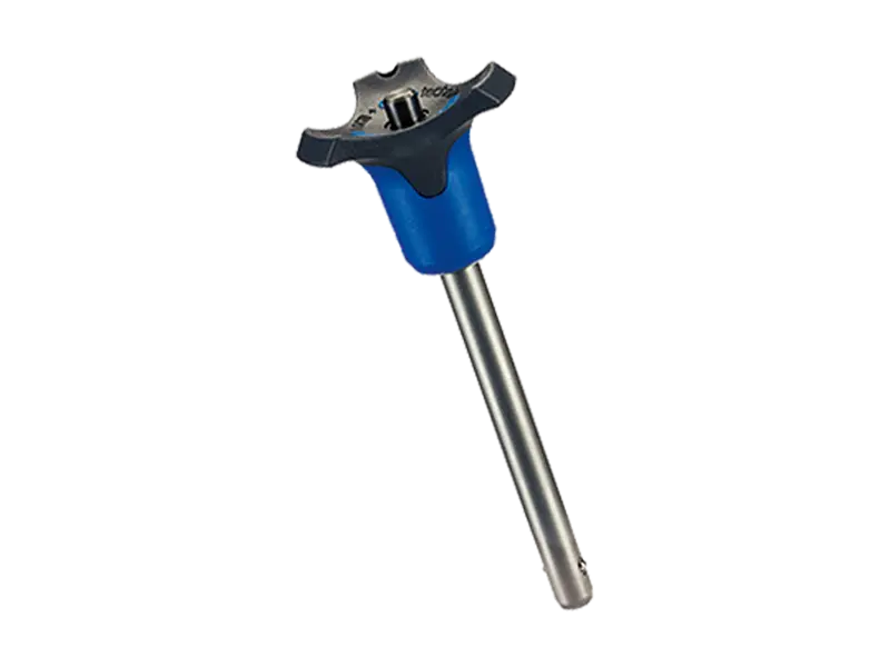 Product image of HALDER EH 22380. - Ball lock pins self-locking, with combination handle Handle: gray / blue