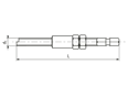 Technical drawing with dimensions of SL - Installation tools for electric and pneumatic screwdriver for LOCKFIL®+ wire threaded inserts with tang