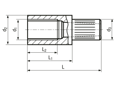 Technical drawing with dimensions of AVDEL® Avsert® 1117 - Speed rivets threaded stand-off pillars for PCBs