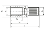 Technical drawing with dimensions of AVDEL® Avsert® 1117 - Speed rivets threaded stand-off pillars for PCBs