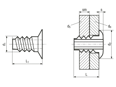 带尺寸的技术图：AVDEL® Rivscrew® 1722 - 快速铆钉 扁圆头