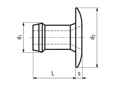带尺寸的技术图：AVDEL® Briv® 1833 - 快速铆钉 扁圆头