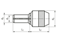 带尺寸的技术图：AVDEL® - 工具头 标准 快速铆钉的平头