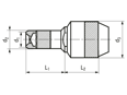 带尺寸的技术图：AVDEL® - 工具头 标准 头部成型 用于快速铆钉