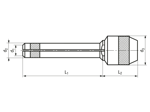 Technical drawing with dimensions of AVDEL® - Nosepieces long flat head style for speed rivets