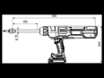 Technical drawing with dimensions of STANLEY® Assembly Technologies SB25PT-05 - Battery-Powered Rivet Tool for speed rivets