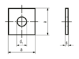 带尺寸的技术图：方垫圈 用于木结构