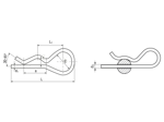 Technical drawing with dimensions of B - Cotter pins single