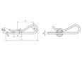 Technical drawing with dimensions of L - Cotter pins single