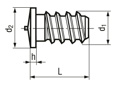 Technical drawing with dimensions of FASTEKS® WELKO KN2113 - Weld studs tip ignition, with external coarse thread