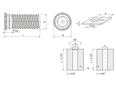 Technical drawing with dimensions of PEM® FHLS - Self-clinching threaded studs with UNC thread, for metallic materials