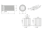 Technical drawing with dimensions of PEM® FHLS - Self-clinching threaded studs with UNC thread, for metallic materials